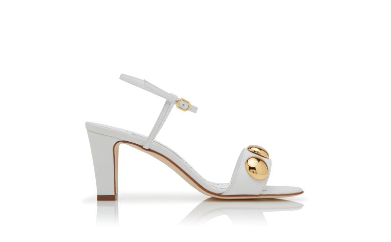 Side view of Chaouhenhi, Cream Calf Leather Ankle Strap Sandals - US$537.00
