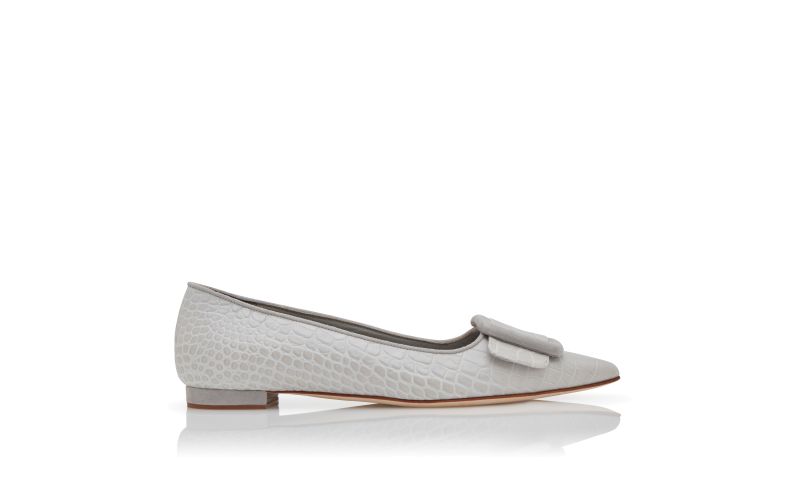 Side view of Maysalepumpflat, Light Grey Calf Leather Flat Pumps  - US$537.00