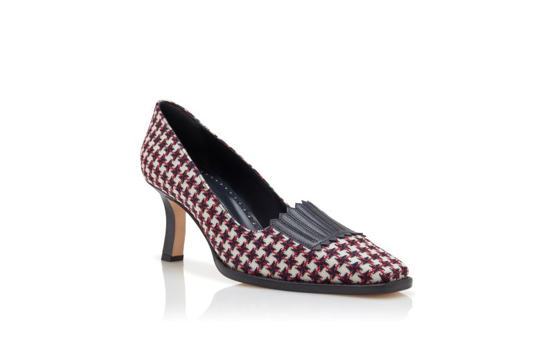 Pausaniasbi, Navy Blue Wool Dogtooth Pumps - £815.00