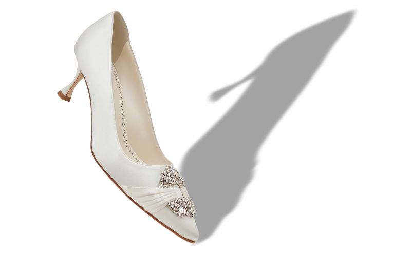 Maidapump, Cream Satin Embellished Buckle Pumps  - £975.00 