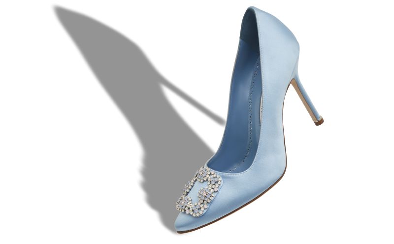 Hangisi, Light Blue Satin Jewel Buckle Pumps - €1,095.00