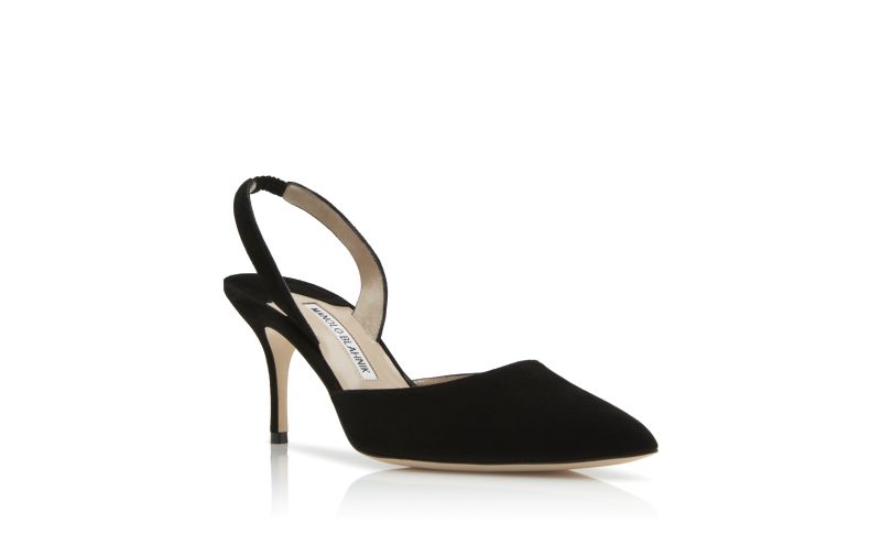 Carolyne 70, Black Suede Slingback Pumps - €745.00