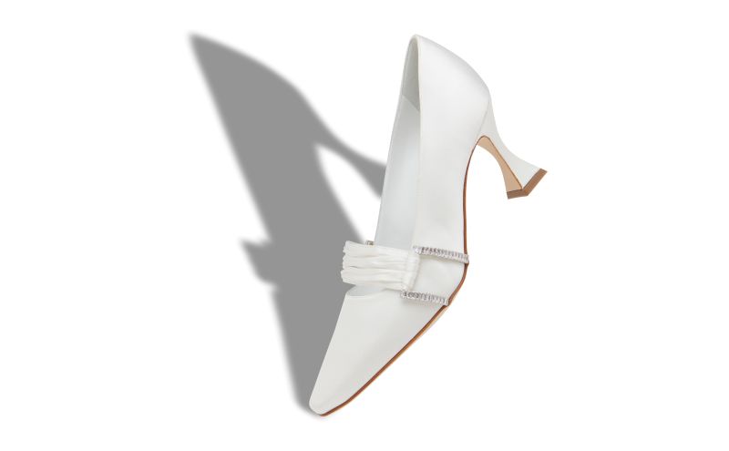 Fetis, White Satin Gathered Detail Pumps - £945.00
