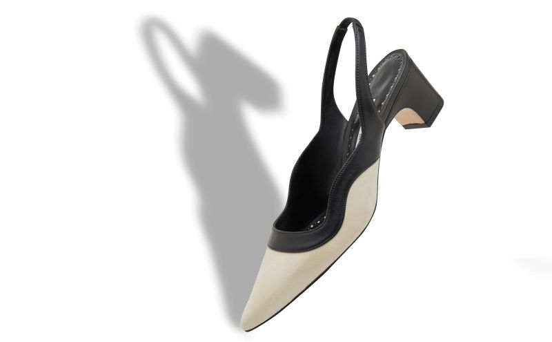 Gogalo, Dark Cream and Black Suede Slingback Pumps - £745.00