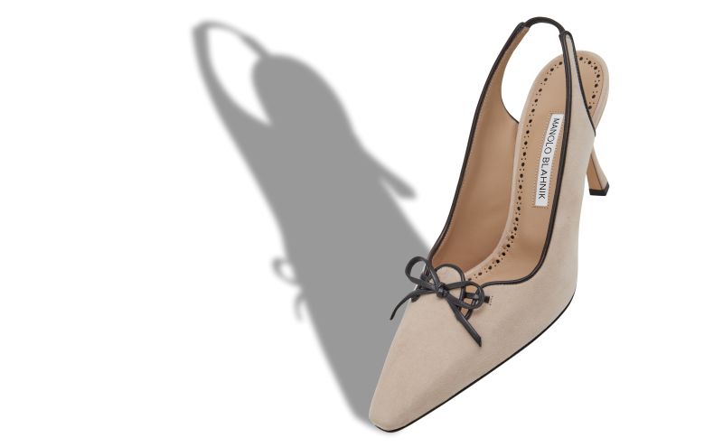 Farid, Light Beige Suede Slingback Pumps - US$513.00