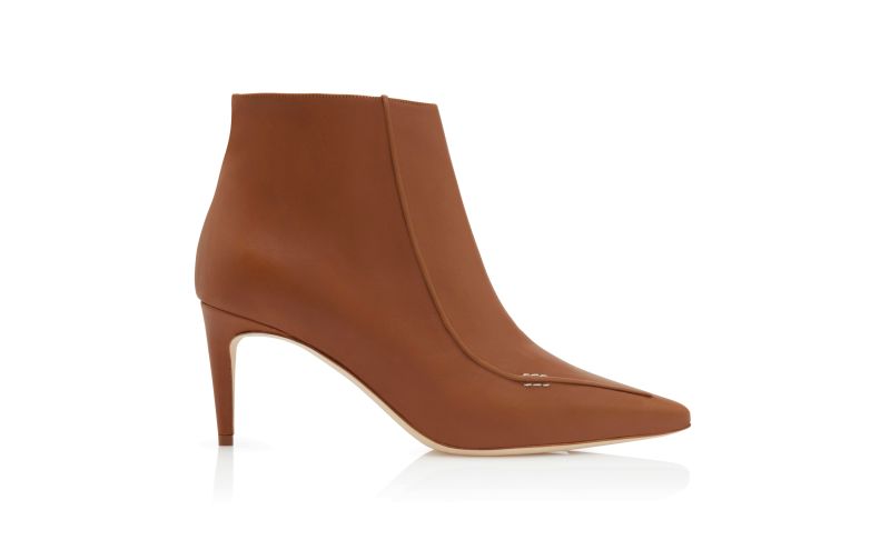 Side view of Designer Brown Calf Leather Ankle Boots