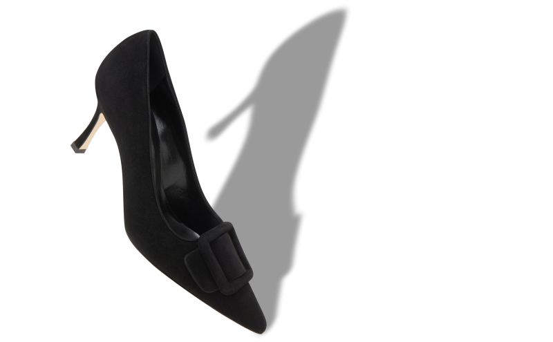 Designer Black Suede Buckle Detail Pumps