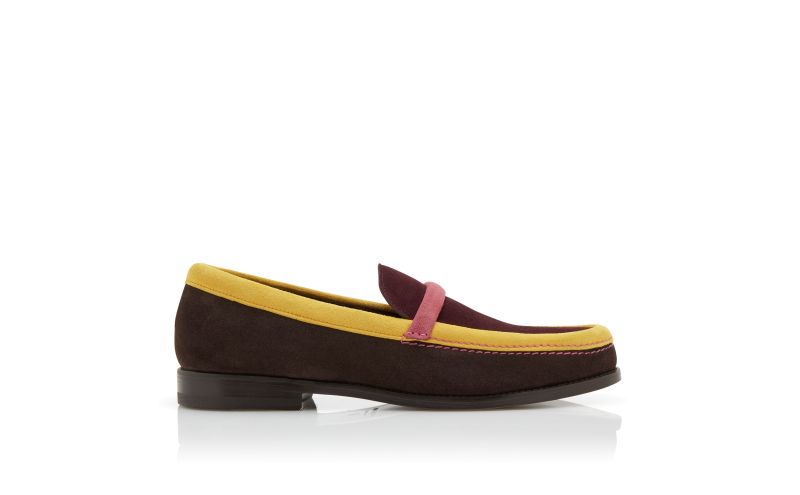 Side view of Salono, Brown, Pink, Yellow and Red Crosta Loafers - CA$1,165.00