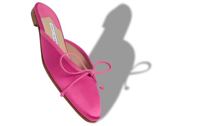 Ballerimu, Pink Satin Flat Mules - US$465.00 