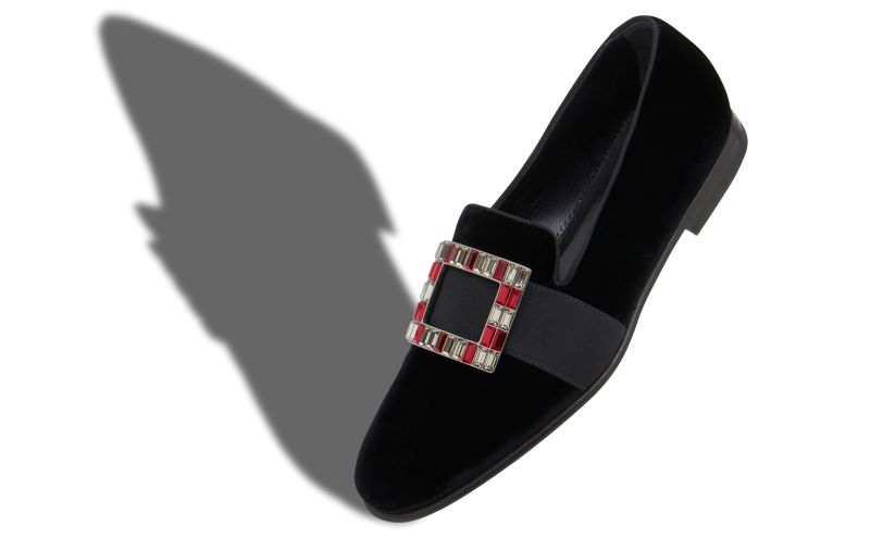 Eaton, Black Velvet Jewel Buckle Loafers  - US$1,145.00