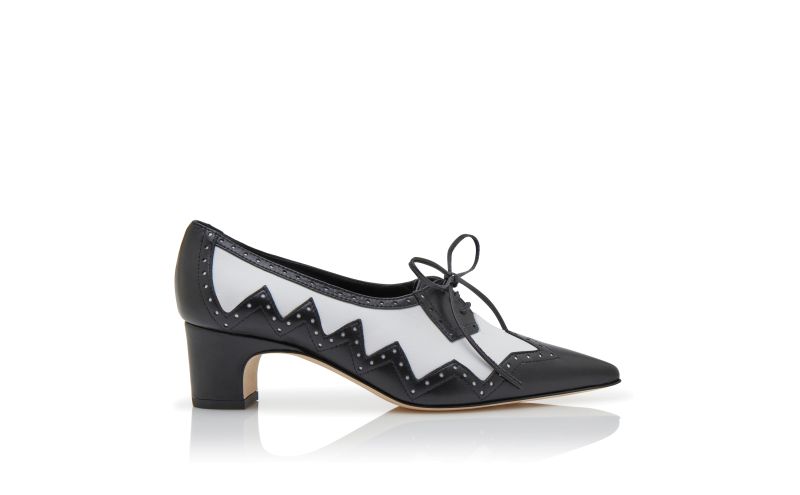 Side view of Capuano, Black and White Nappa Leather Brogues - €1,075.00