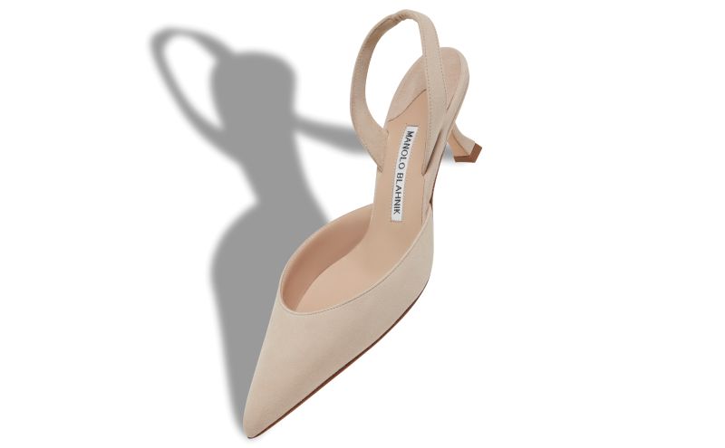 Carolyne 50, Light Beige Suede Slingback Pumps - US$795.00