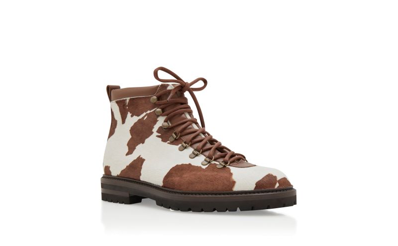 Calaurio, Brown and White Calf Hair Lace Up Boots - US$1,295.00