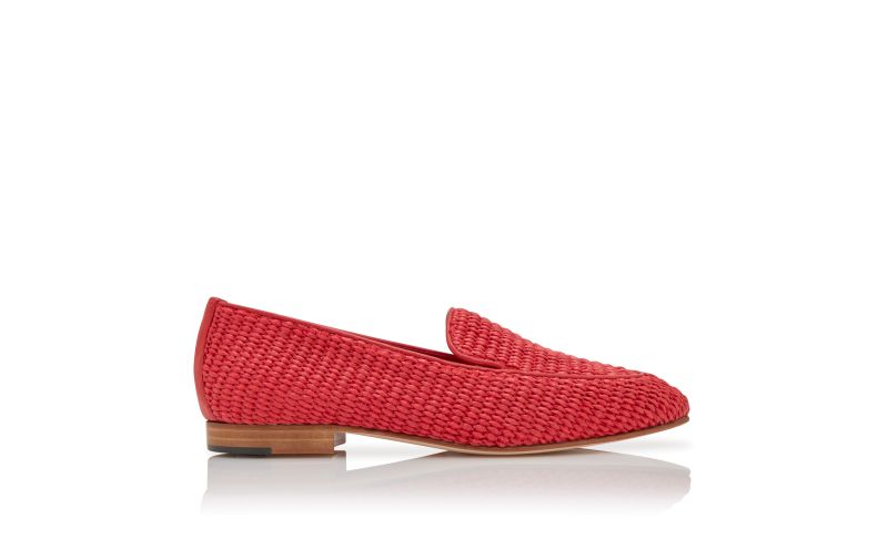 Side view of Pitakara, Red Raffia Loafers - AU$698.00