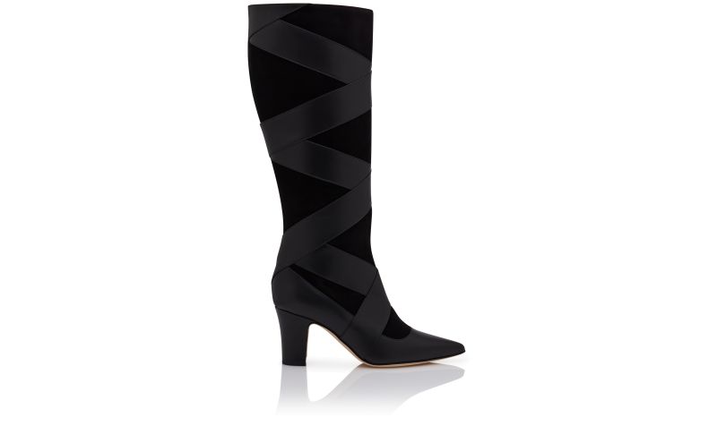 Side view of Ottosa, Black Calf Leather Cut Out Boots - £1,495.00