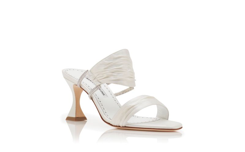 Chinap, Cream Satin Gathered Mules - €1,095.00