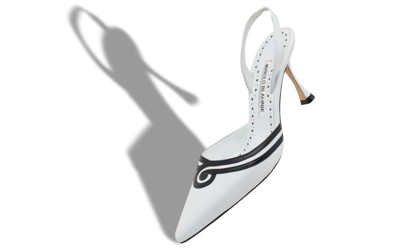 Chongasli, White and Black Nappa Leather Slingback Pumps - £725.00