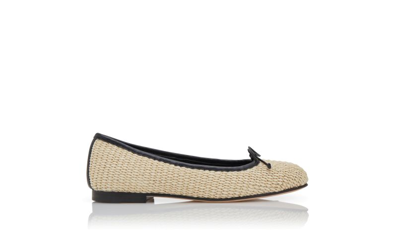 Side view of Veralli, Light Beige and Black Rafia Ballerina Flats - AU$1,195.00