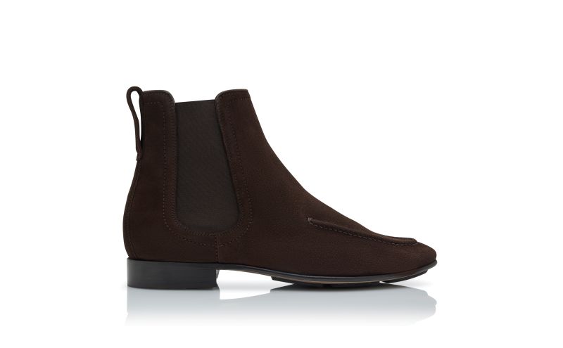 Side view of Borage, Dark Brown Suede Ankle Boots - £815.00