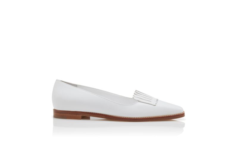 Side view of Pausaniasflat, White Calf Leather Loafers - AU$1,665.00
