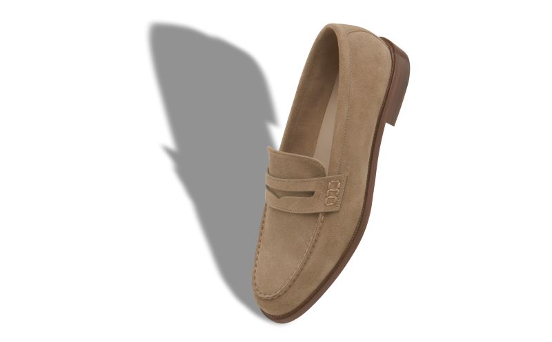 Designer Beige Suede Penny Loafers