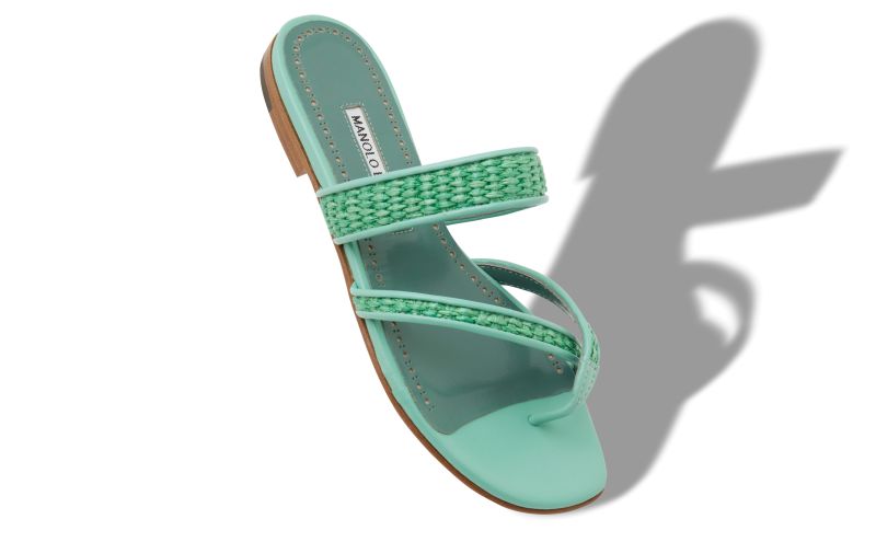 Susara, Green Raffia Flat Sandals  - US$438.00 