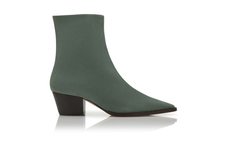 Side view of Aliera, Green Nubuck Ankle Boots  - €995.00