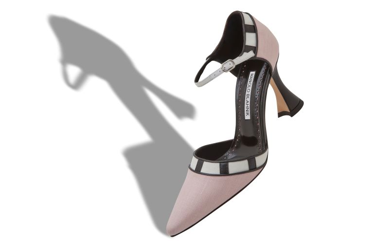 Douka, Pink, Black and Cream Linen Pointed Toe Pumps - £448.00