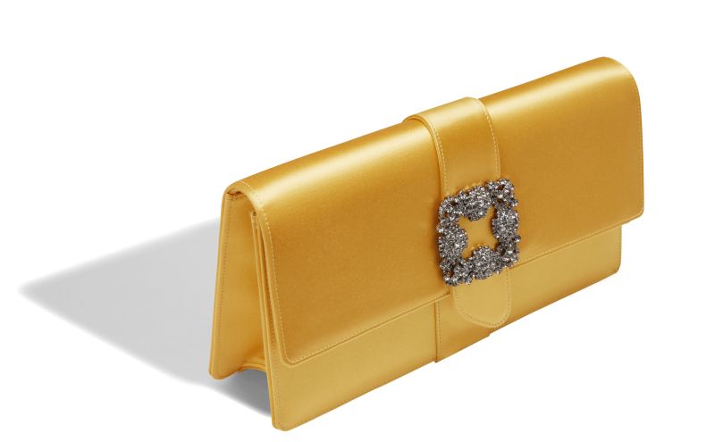 Capri, Yellow Satin Jewel Buckle Clutch - US$1,695.00