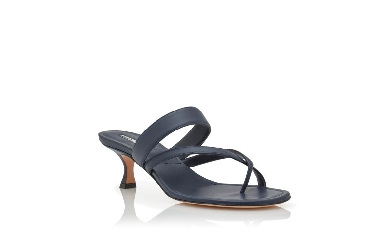 Susa, Navy Blue Calf Leather Mules - US$845.00