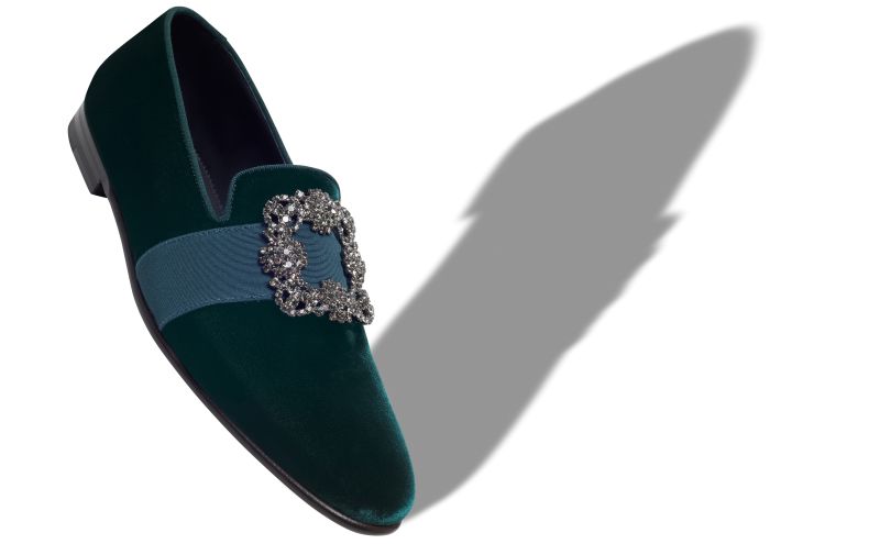 Carlton, Green Velvet Jewel Buckle Loafers - AU$2,195.00 