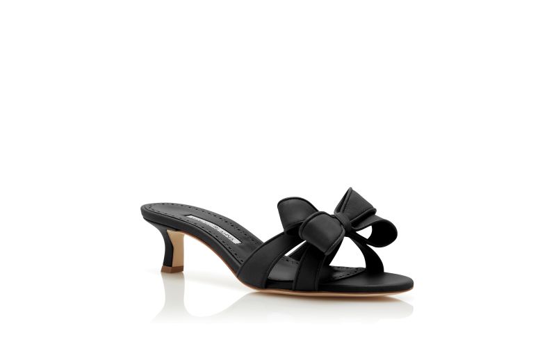 Cafredda, Black Nappa Leather Bow Detail Mules - US$895.00