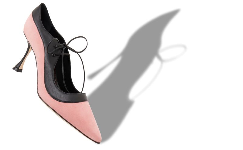 Dilys, Pink and Black Suede Lace-Up Pumps - US$945.00 
