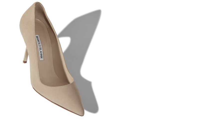 Designer Dark Cream Suede Pointed Toe Pumps