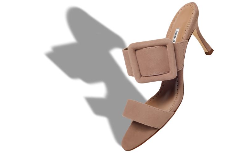 Gable, Dark Beige Suede Open Toe Mules - US$845.00