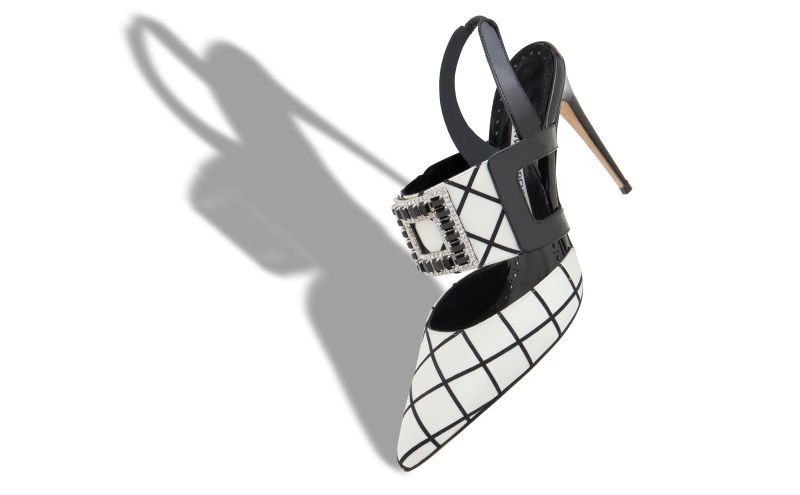 Bimix, Black and White Satin Slingback Pumps - £1,125.00