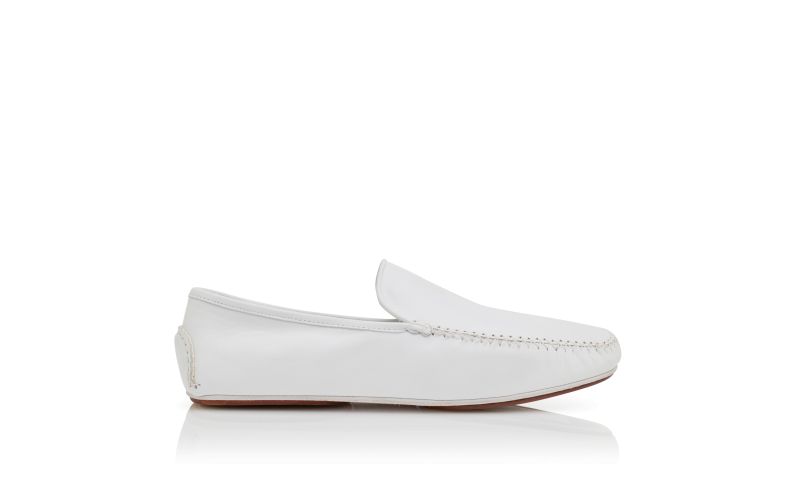 Side view of Mayfair, White Nappa Leather Driving Shoes - £545.00