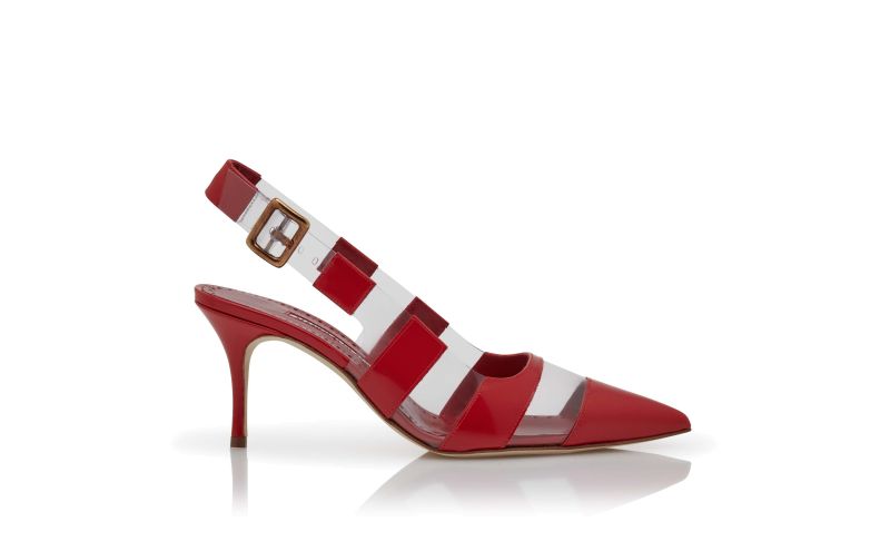 Side view of Uxra, Dark Red Patent Leather Slingback Pumps
 - US$597.00