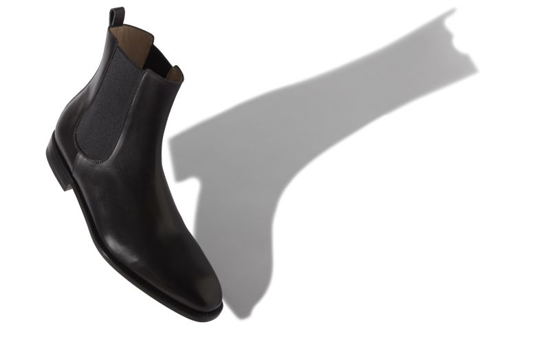 Designer Black Burnished Calf Leather Chelsea Boots