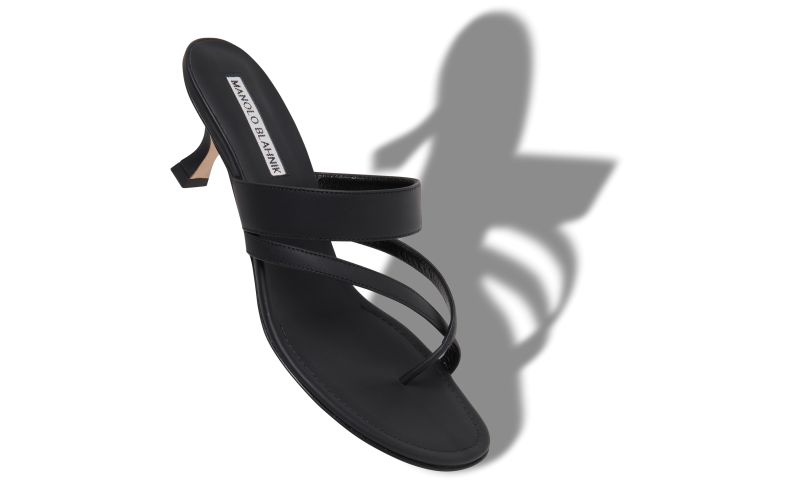Susa, Black Calf Leather Open Toe Mules - AU$1,445.00 