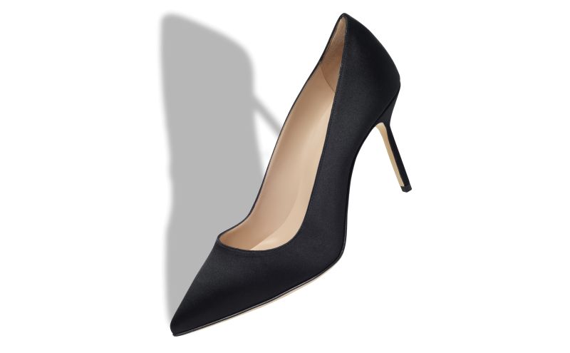 Bb, Black Satin Pointed Toe Pumps - US$865.00