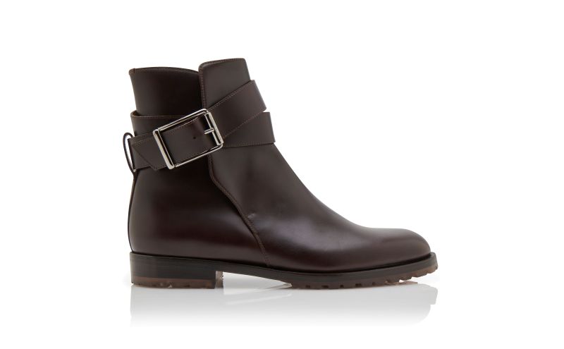 Side view of Buxton, Dark Brown Calf Leather Ankle Boots - £995.00