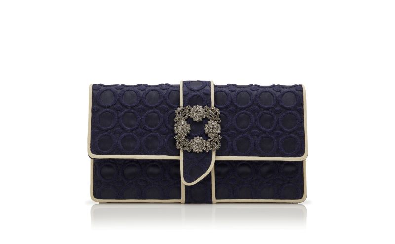 Side view of Capri, Navy Blue Silk Clutch - £1,675.00