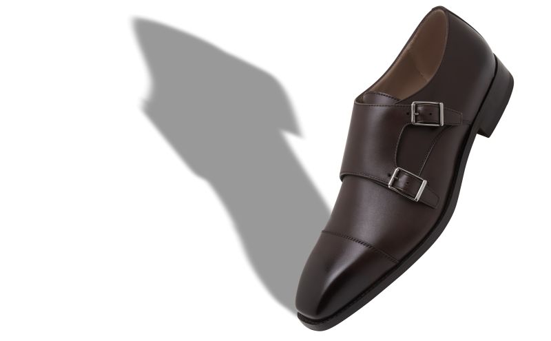 Eldridge, Dark Brown Calf Leather Monk Strap Shoes - US$1,250.00