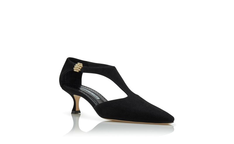 Shufta, Black Suede Pearl Detail Pumps - £525.00