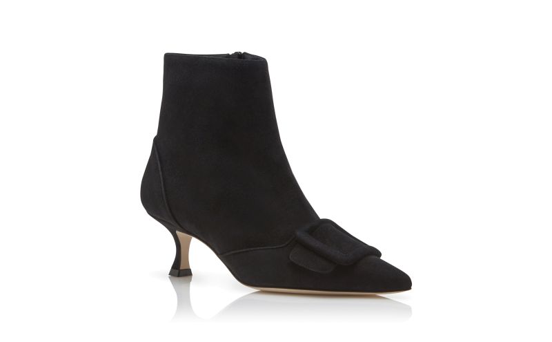 Baylow, Black Suede Buckle Detail Ankle Boots - AU$2,155.00