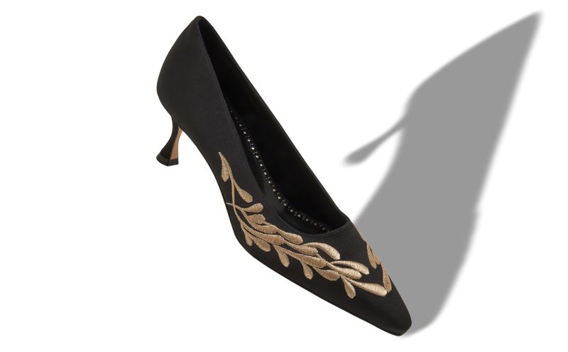 Feza, Black and Gold Satin Pumps - €1,075.00 