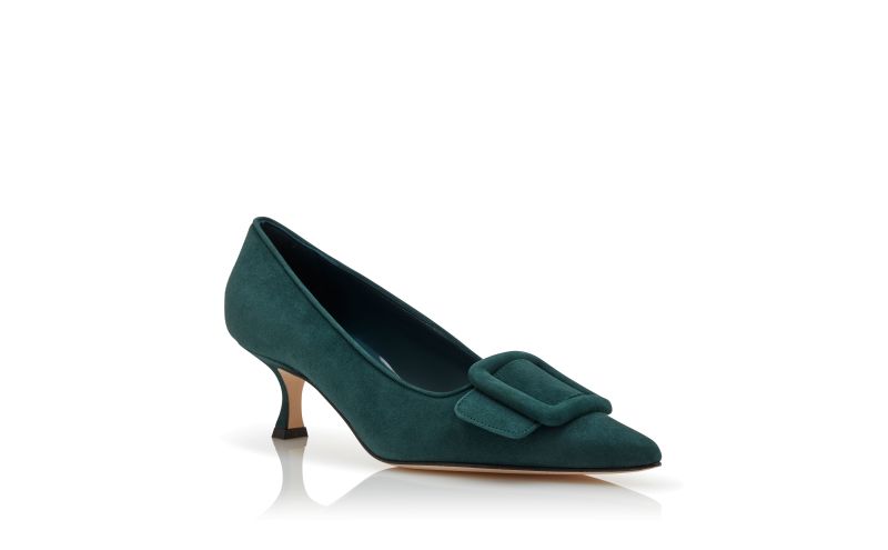 Maysalepump 50, Dark Green Suede Buckle Detail Pumps - US$925.00