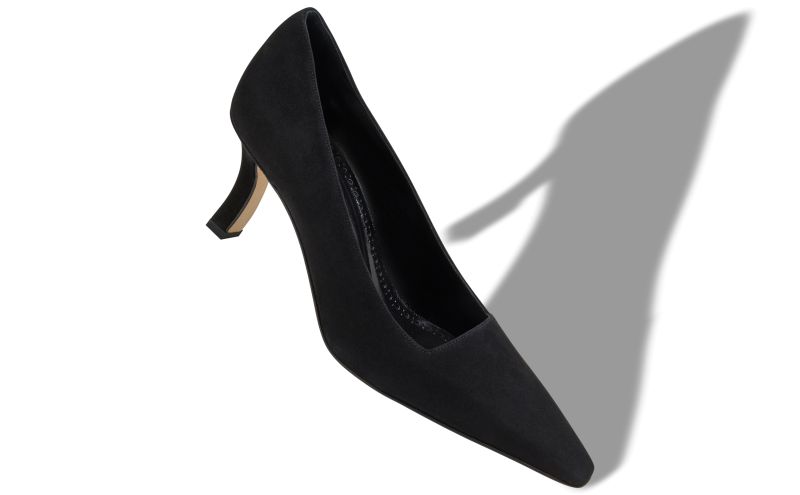 Moiralo, Black Suede Square Cut Pumps - €750.00 