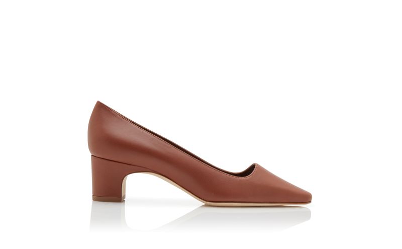 Side view of Silierasopla, Brown Nappa Leather Pumps - AU$1,245.00